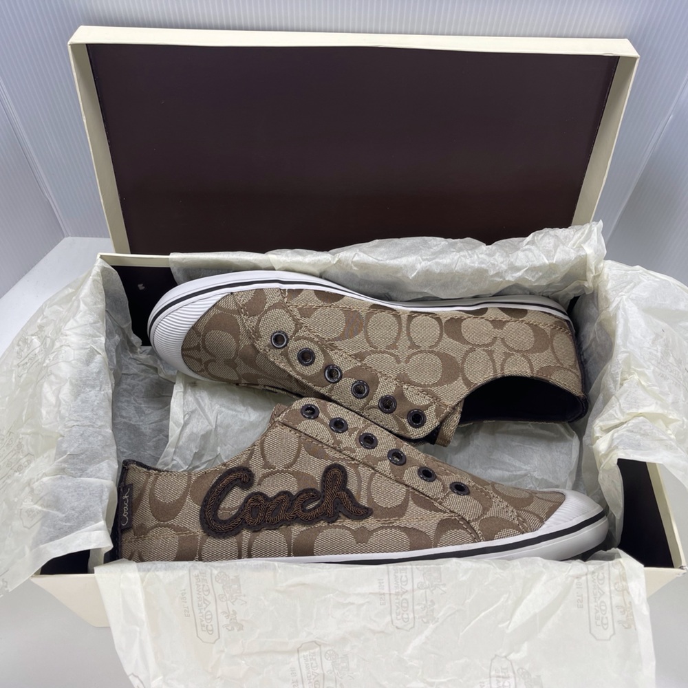 Coach Keeley Khaki Signature C Sneakers Slip On Shoes, Size 9.5 - Picture 9 of 12